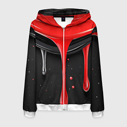 Толстовка 3D на молнии мужская Красная и черная краска текстура, цвет: 3D-белый
