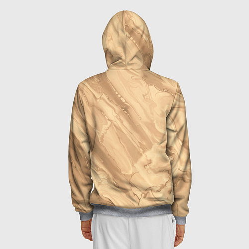 Мужская толстовка на молнии Бежевая текстура каменная мрамор / 3D-Меланж – фото 4