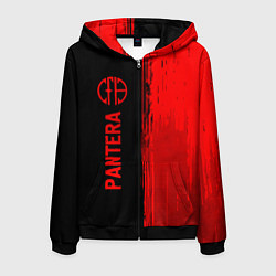 Толстовка 3D на молнии мужская Pantera - red gradient по-вертикали, цвет: 3D-черный
