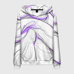 Мужская толстовка на молнии Черные и фиолетовые линии на белом