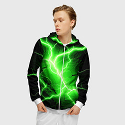 Толстовка 3D на молнии мужская Color green black, цвет: 3D-белый — фото 2