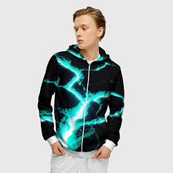Толстовка 3D на молнии мужская Color light blue black, цвет: 3D-белый — фото 2