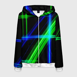 Толстовка 3D на молнии мужская Color blue black green, цвет: 3D-белый