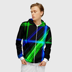 Толстовка 3D на молнии мужская Color blue black green, цвет: 3D-белый — фото 2