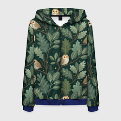 Толстовка 3D на молнии мужская Совы в лесу, цвет: 3D-синий
