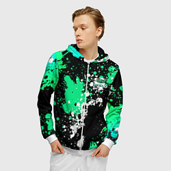 Толстовка 3D на молнии мужская Geely на фоне брызг граффити, цвет: 3D-белый — фото 2