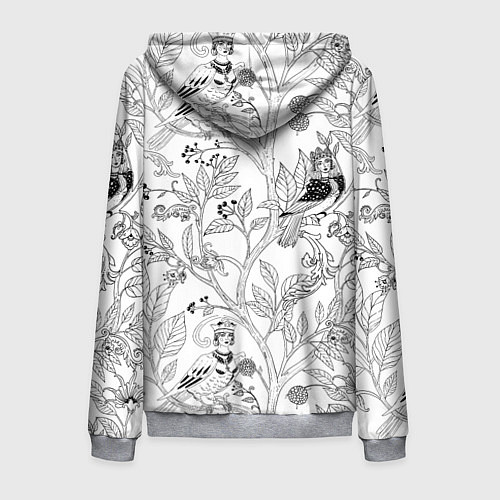 Мужская толстовка на молнии Птицы Сирин / 3D-Меланж – фото 2