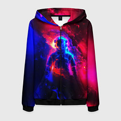 Толстовка 3D на молнии мужская Космонавт в пламени, цвет: 3D-черный