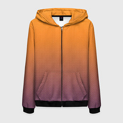 Мужская толстовка на молнии Градиент оранжевый в фиолетовый мелкий ромбик