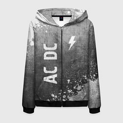Толстовка 3D на молнии мужская AC DC - grey gradient вертикально, цвет: 3D-черный