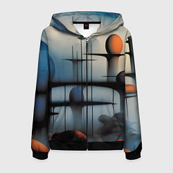 Толстовка 3D на молнии мужская Архитектурная абстракция в тумане, цвет: 3D-черный