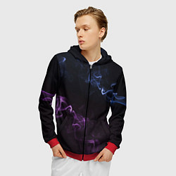 Толстовка 3D на молнии мужская Color black blue pink, цвет: 3D-красный — фото 2