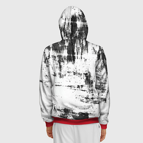 Мужская толстовка на молнии Color black and white / 3D-Красный – фото 4