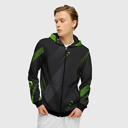 Толстовка 3D на молнии мужская Color black green, цвет: 3D-черный — фото 2