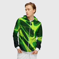 Толстовка 3D на молнии мужская Color green light green, цвет: 3D-белый — фото 2