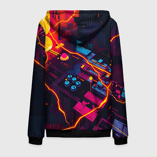Мужская толстовка на молнии Техническая абстракция / 3D-Черный – фото 2