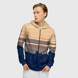 Толстовка 3D на молнии мужская Городской пейзаж стилизованный, цвет: 3D-синий — фото 2