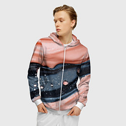 Толстовка 3D на молнии мужская Персиковая текстура с каплями, цвет: 3D-белый — фото 2