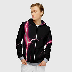 Толстовка 3D на молнии мужская Lightning pink, цвет: 3D-меланж — фото 2