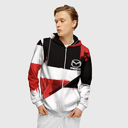 Толстовка 3D на молнии мужская Mazda логотип, цвет: 3D-белый — фото 2