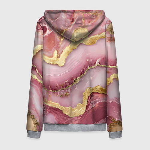 Мужская толстовка на молнии Объемная текстура розовая с золотом / 3D-Меланж – фото 2