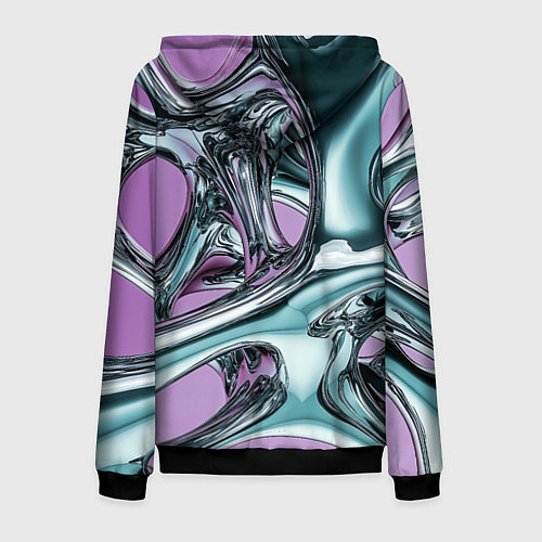 Мужская толстовка на молнии Металлическая абстракция на фиолетовом фоне / 3D-Черный – фото 2