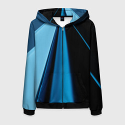 Толстовка 3D на молнии мужская Black blue, цвет: 3D-черный