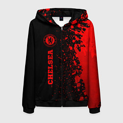 Толстовка 3D на молнии мужская Chelsea - red gradient по-вертикали, цвет: 3D-черный