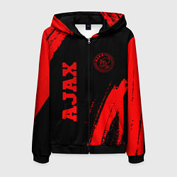 Толстовка 3D на молнии мужская Ajax - red gradient вертикально, цвет: 3D-черный