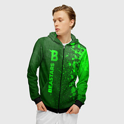 Толстовка 3D на молнии мужская Beastars - green gradient по-вертикали, цвет: 3D-черный — фото 2