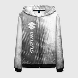 Толстовка 3D на молнии мужская Suzuki - grey gradient по-вертикали, цвет: 3D-черный