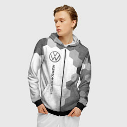 Толстовка 3D на молнии мужская Volkswagen - white gradient по-вертикали, цвет: 3D-черный — фото 2