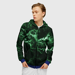Толстовка 3D на молнии мужская Lightning green line, цвет: 3D-синий — фото 2