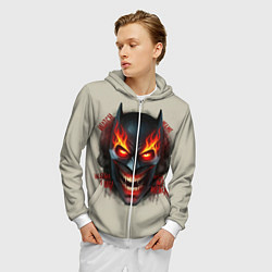 Толстовка 3D на молнии мужская Огенный Бэтмент, цвет: 3D-белый — фото 2