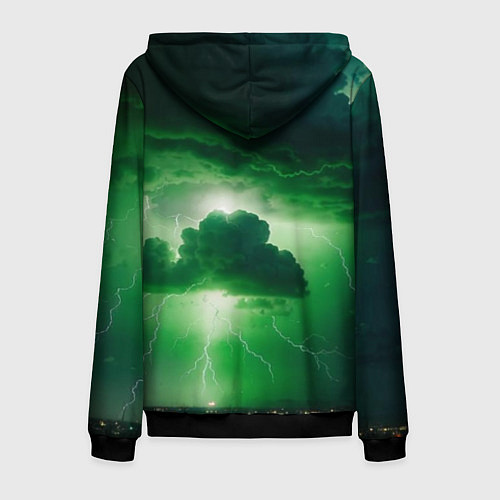 Мужская толстовка на молнии Зелёный гром / 3D-Черный – фото 2