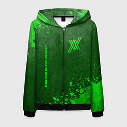 Мужская толстовка на молнии Darling in the FranXX - green gradient вертикально