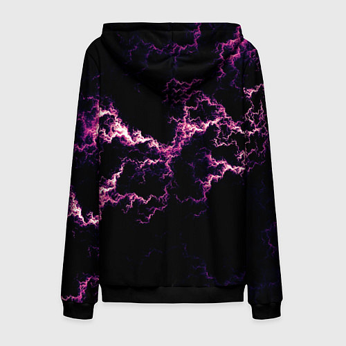 Мужская толстовка на молнии Lightning pink glow / 3D-Черный – фото 2