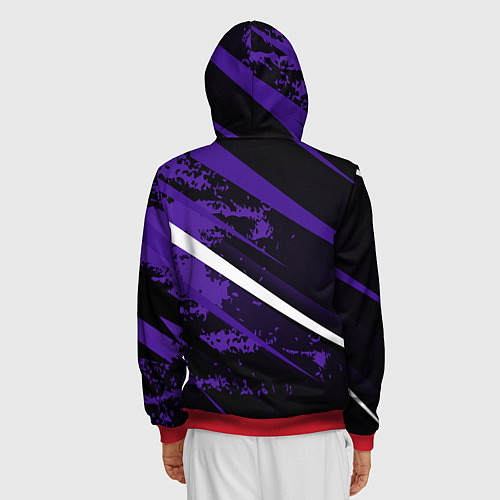 Мужская толстовка на молнии Color black purple line / 3D-Красный – фото 4