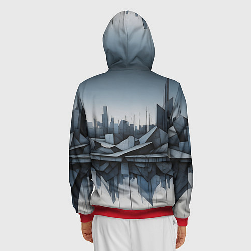 Мужская толстовка на молнии Небоскребы и скалы / 3D-Красный – фото 4
