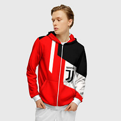 Толстовка 3D на молнии мужская Juventus sport geometry, цвет: 3D-белый — фото 2