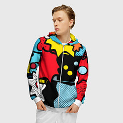Толстовка 3D на молнии мужская Поп абстракция, цвет: 3D-белый — фото 2