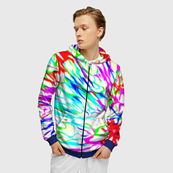 Толстовка 3D на молнии мужская Неоновые краски текстура неон, цвет: 3D-синий — фото 2