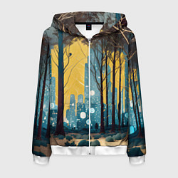 Мужская толстовка на молнии Дома и цифровой лес