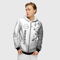 Толстовка 3D на молнии мужская Nissan - white gradient по-вертикали, цвет: 3D-черный — фото 2