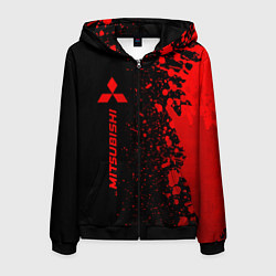 Толстовка 3D на молнии мужская Mitsubishi - red gradient по-вертикали, цвет: 3D-черный