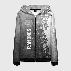 Толстовка 3D на молнии мужская Ramones - grey gradient по-вертикали, цвет: 3D-черный