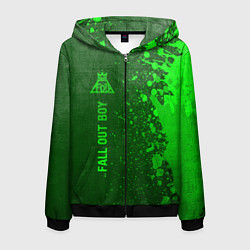 Толстовка 3D на молнии мужская Fall Out Boy - green gradient по-вертикали, цвет: 3D-черный
