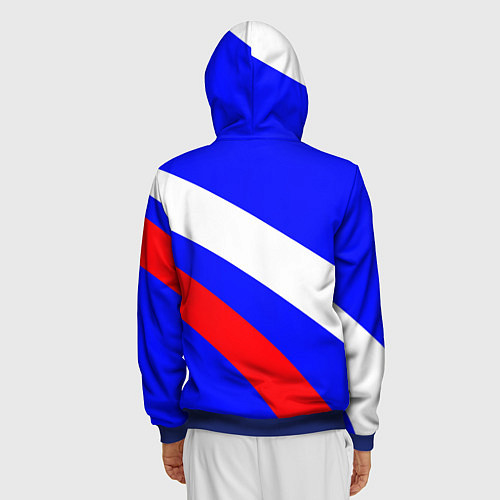 Мужская толстовка на молнии Россия с гербом и цветами флага / 3D-Синий – фото 4