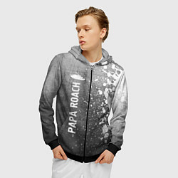 Толстовка 3D на молнии мужская Papa Roach - grey gradient по-вертикали, цвет: 3D-черный — фото 2