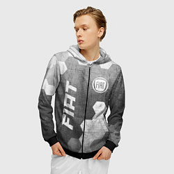 Толстовка 3D на молнии мужская Fiat - grey gradient вертикально, цвет: 3D-черный — фото 2